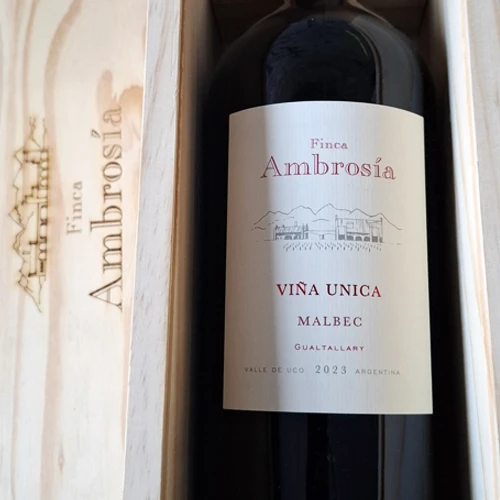 AMBROSIA ESTUCHE VIÑA UNICA MALBEC MAGNUM MADERA