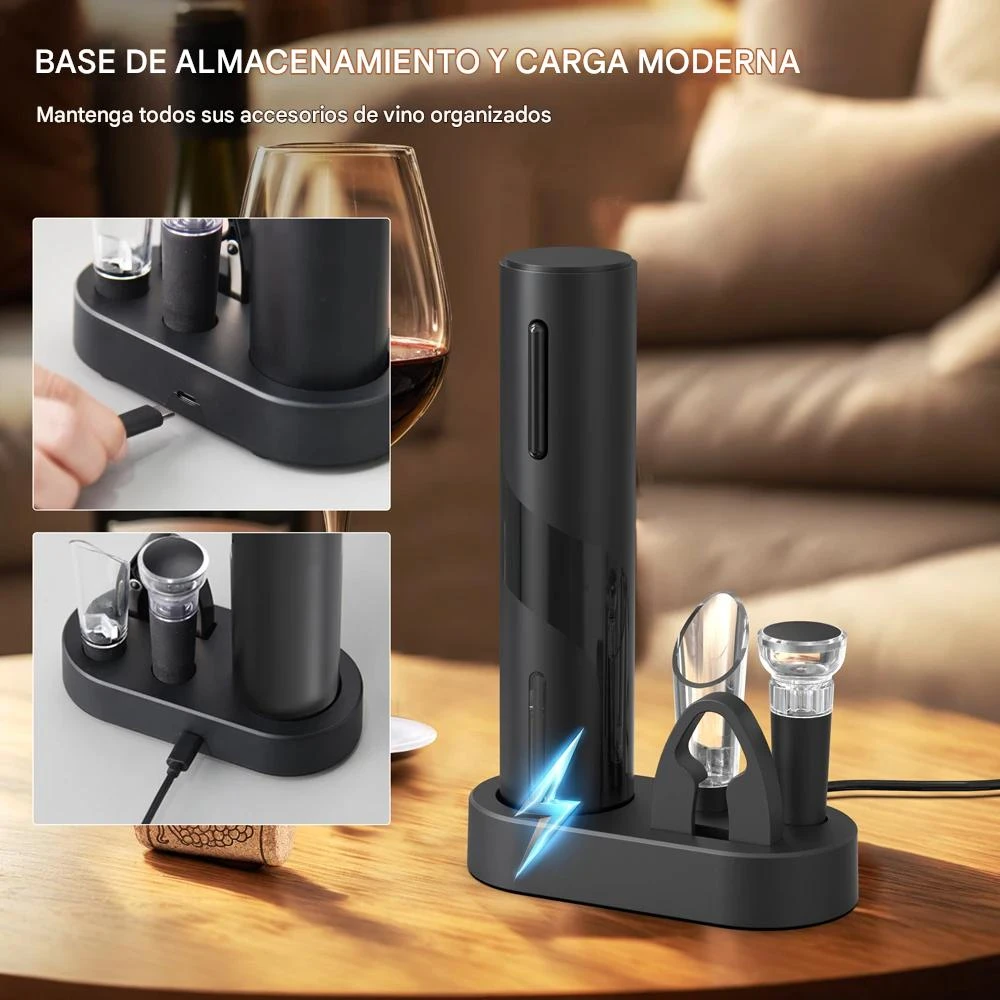 SACACORCHO ELECTRICO CON BASE A BATERIA CARGA POR USB