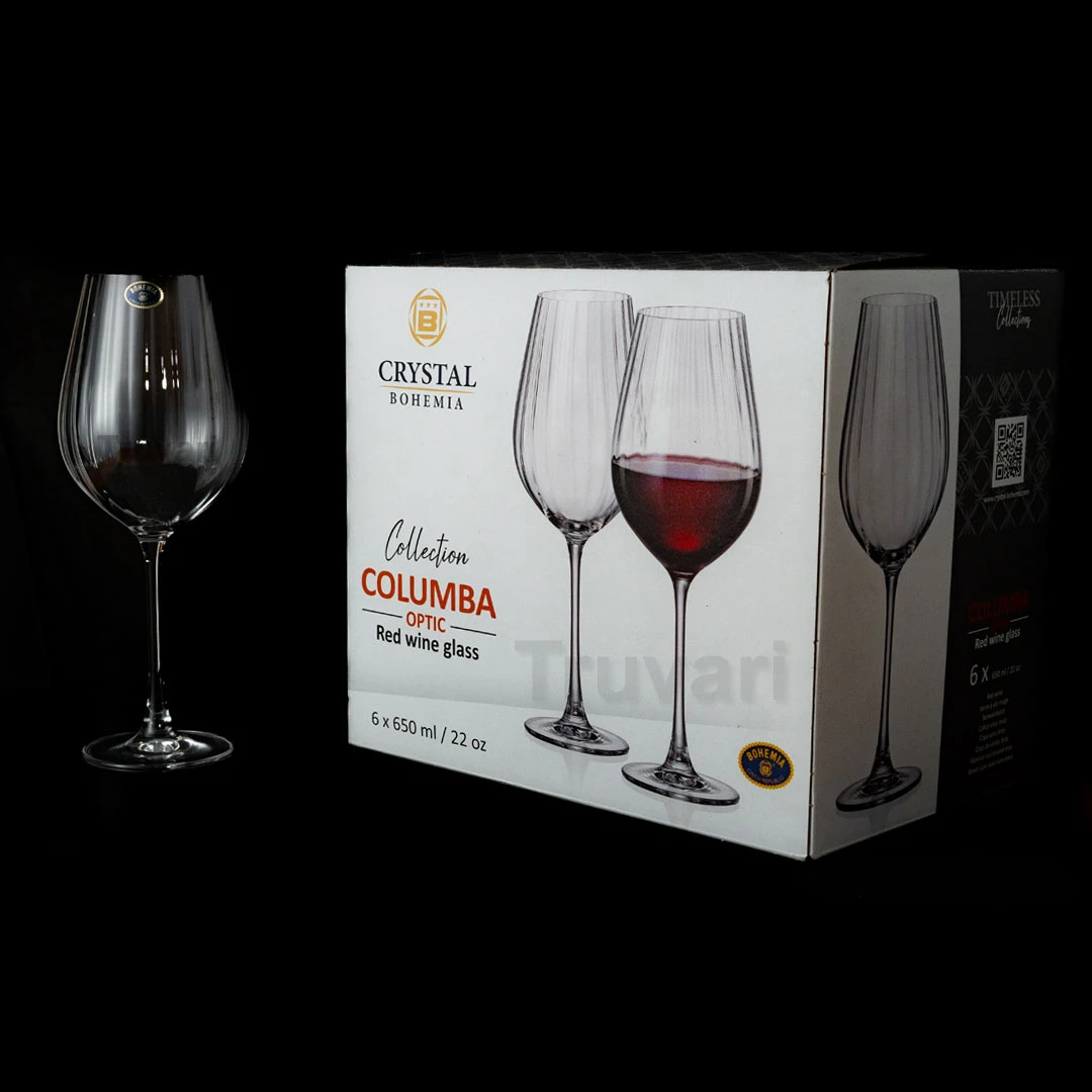 SET X 6 COPAS DE CRISTAL DE BOHEMIA COLUMBA OPTIC 650 ML