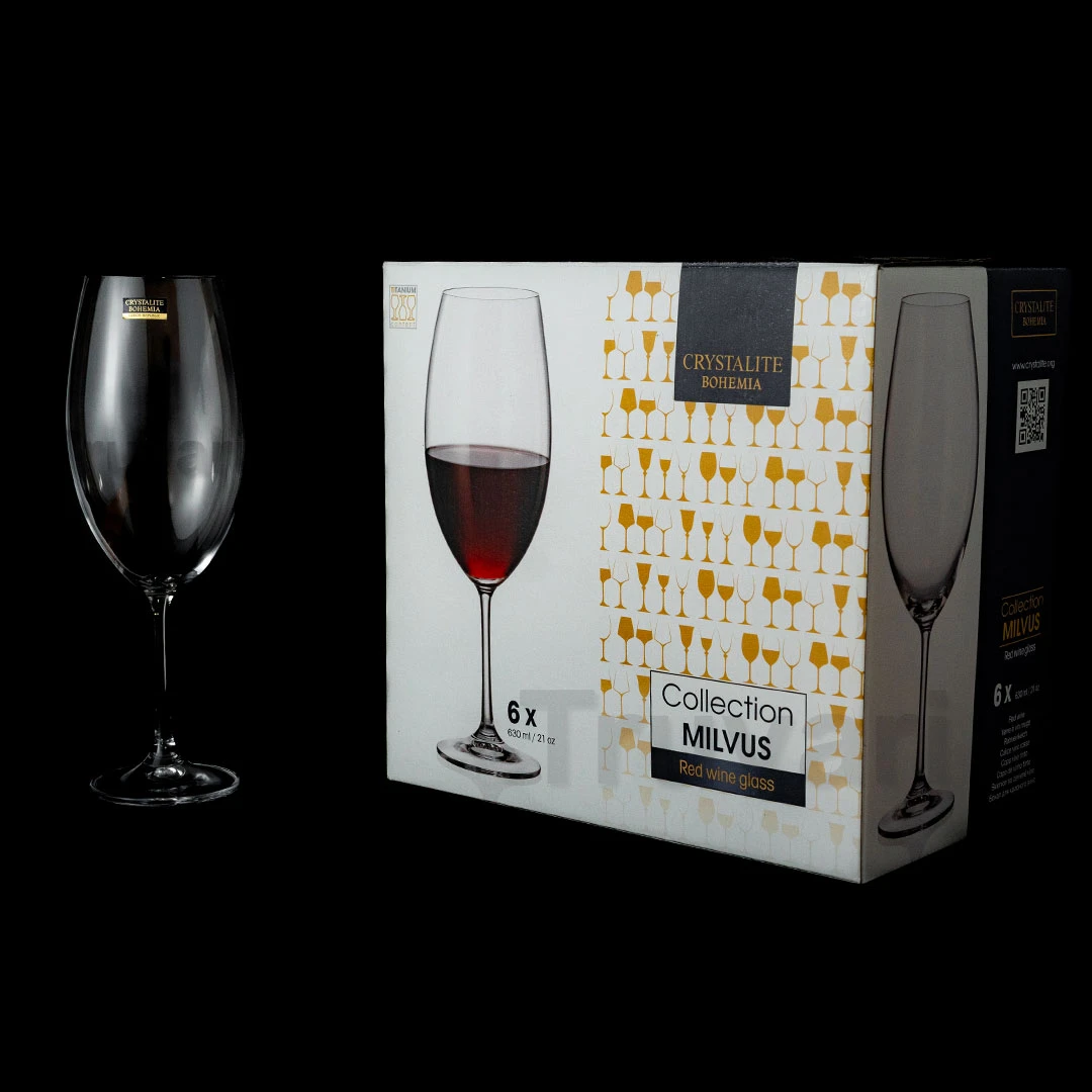 SET X 6 COPAS DE CRISTAL DE BOHEMIA MILVUS 630 ML