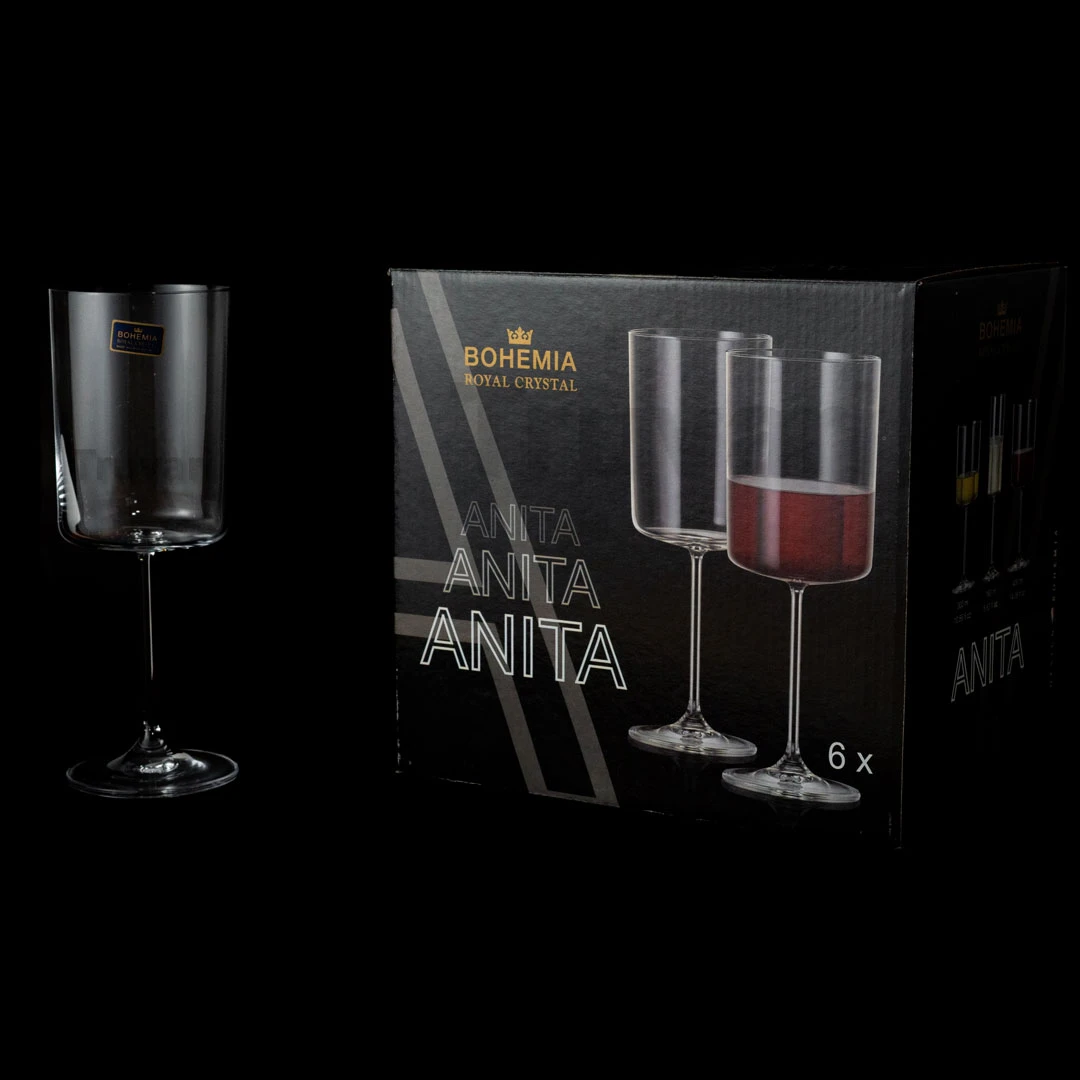 SET X 6 COPAS DE CRISTAL DE BOHEMIA ANITA 400 ML