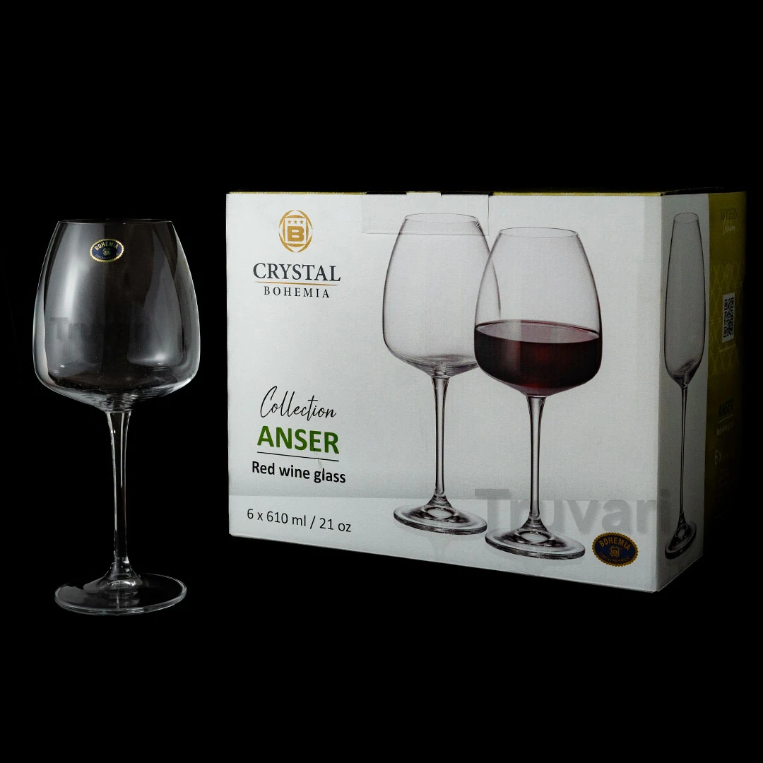 SET X 6 COPAS DE CRISTAL DE BOHEMIA ANSER 610 ML